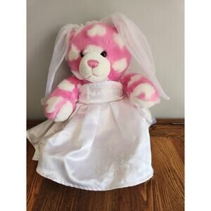 Build a bear pink white heart magnetic paws wedding dress bride
